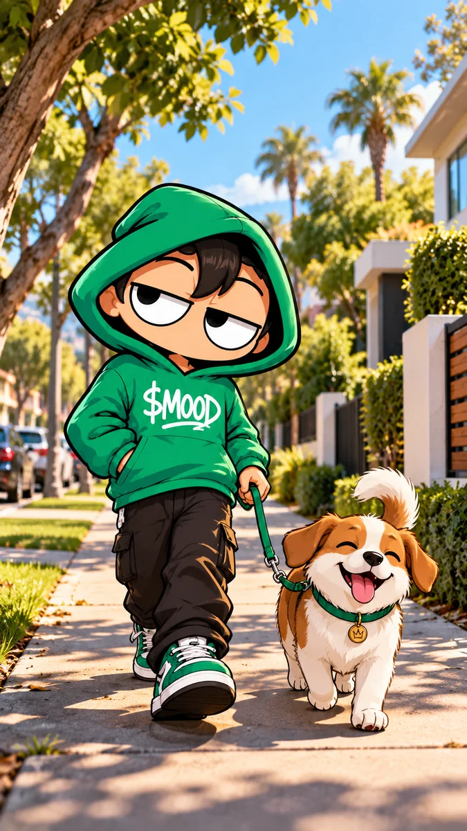 MOOD character — dog walk