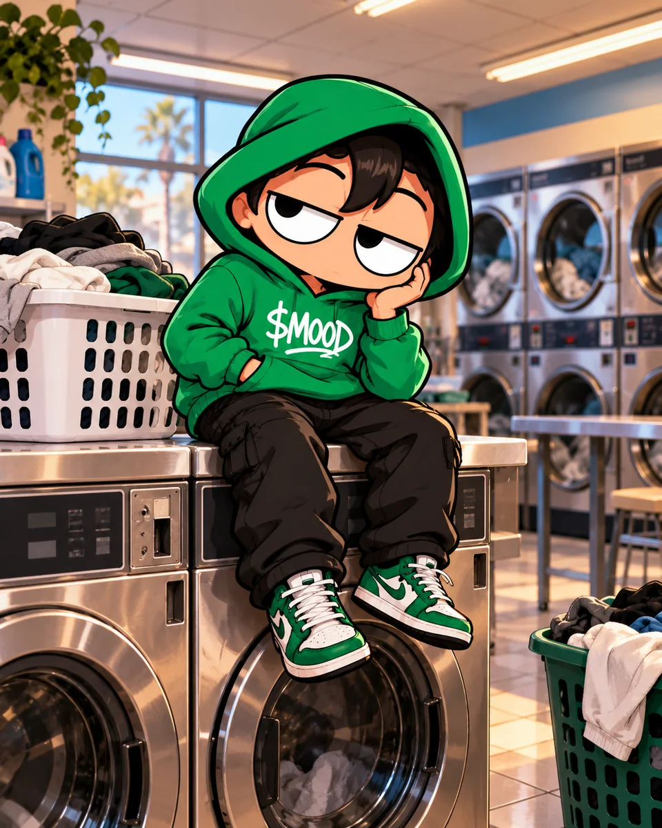 MOOD character — laundry day