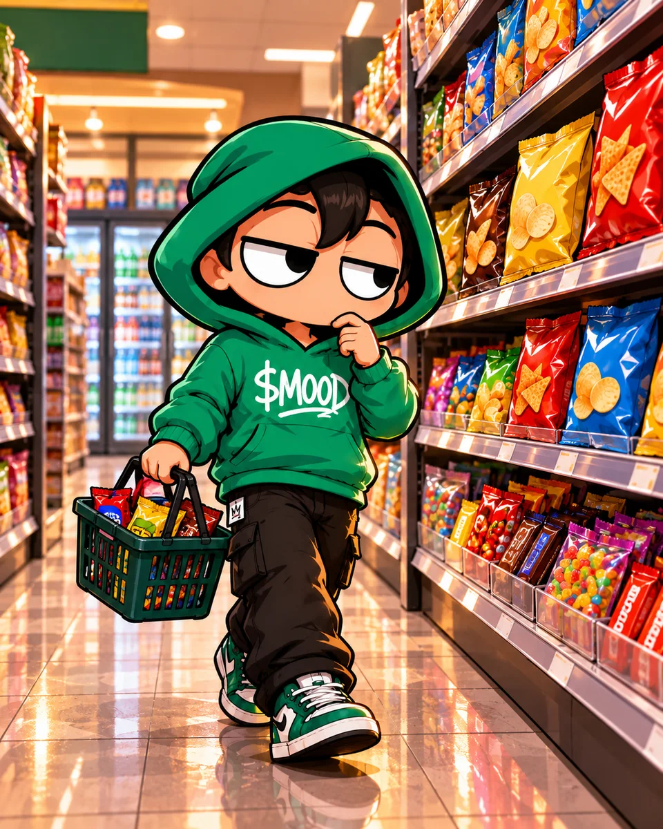 MOOD character — snack aisle